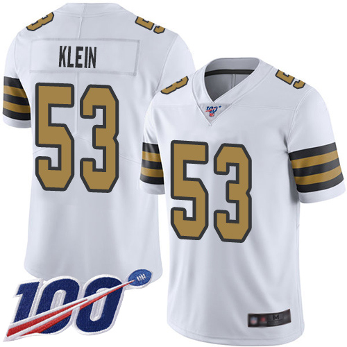 Men New Orleans Saints Limited White A J  Klein Jersey NFL Football #53 100th Season Rush Vapor Untouchable Jersey->new orleans saints->NFL Jersey